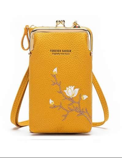 ポシェット　花刺繍入り多機能ポシェット