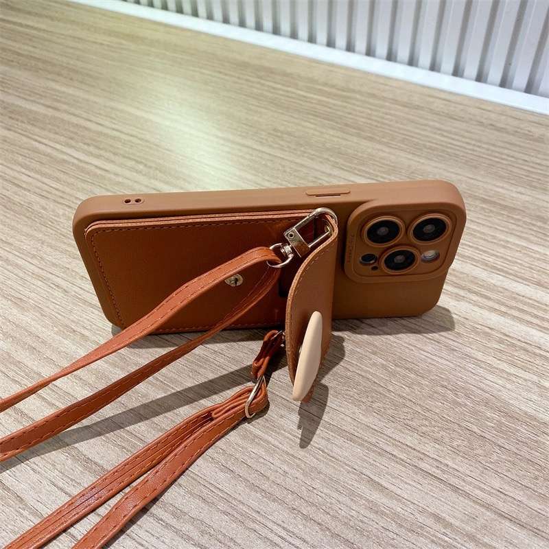 ハート飾り付きスマホポシェット