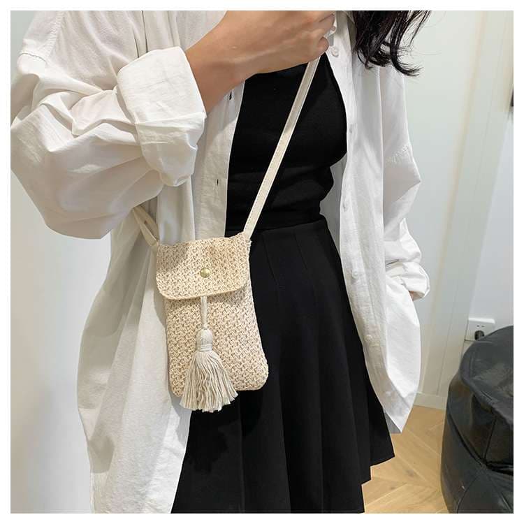 ポシェット　編み目模様ミニポシェット