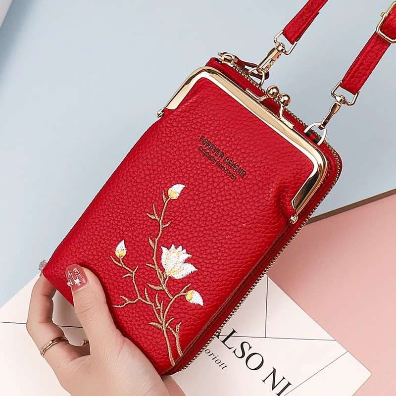 ポシェット　花柄刺繍ショルダーポシェット