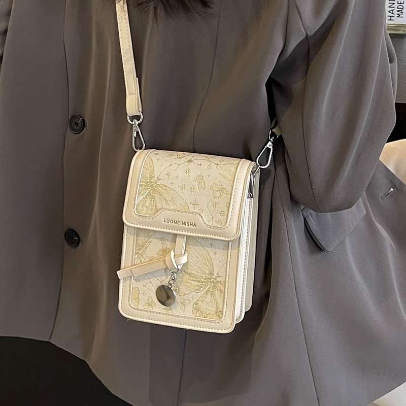 花柄刺繍入り多機能ポシェット