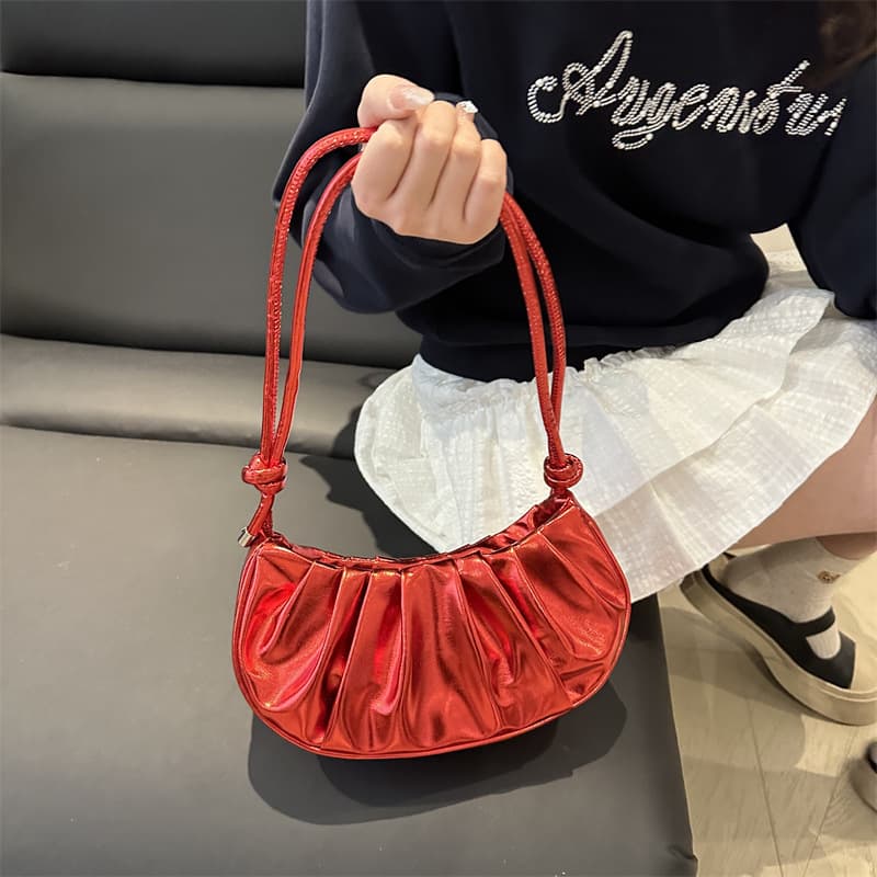ポシェット プリーツハーフムーンポシェット